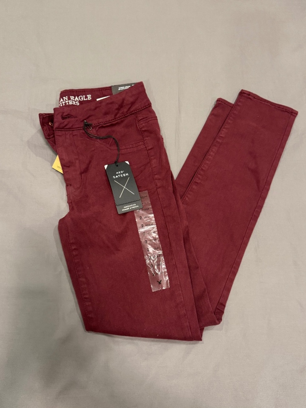NWT American Eagle Burgundy Sateen Extreme Legging Pants Super Stretch 2